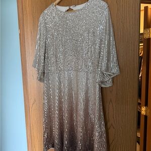 Old Navy Champagne Ombré Flutter Sleeve Sequin Dress